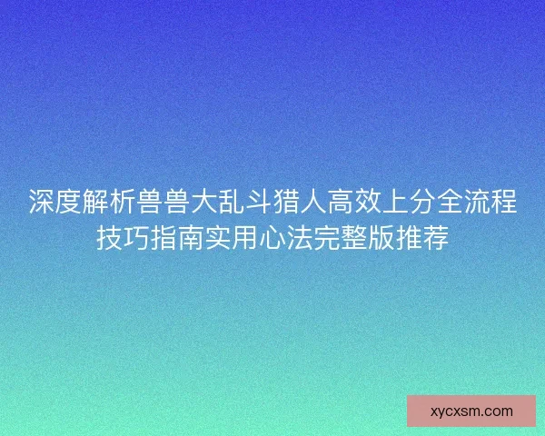 深度解析兽兽大乱斗猎人高效上分全流程技巧指南实用心法完整版推荐
